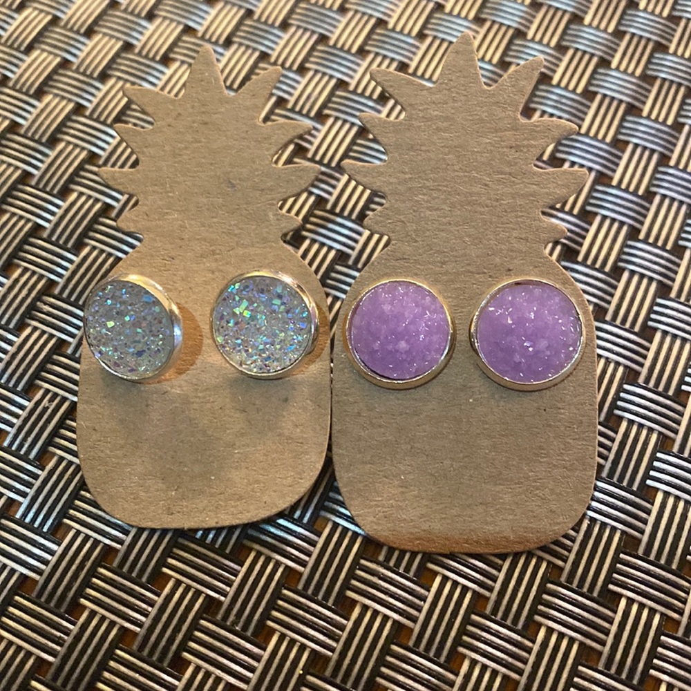 New Earrings- Shimmery White and Lavender Sets